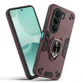 Front and back view of Realme P4x 5G fitted with a protective case and ring grip