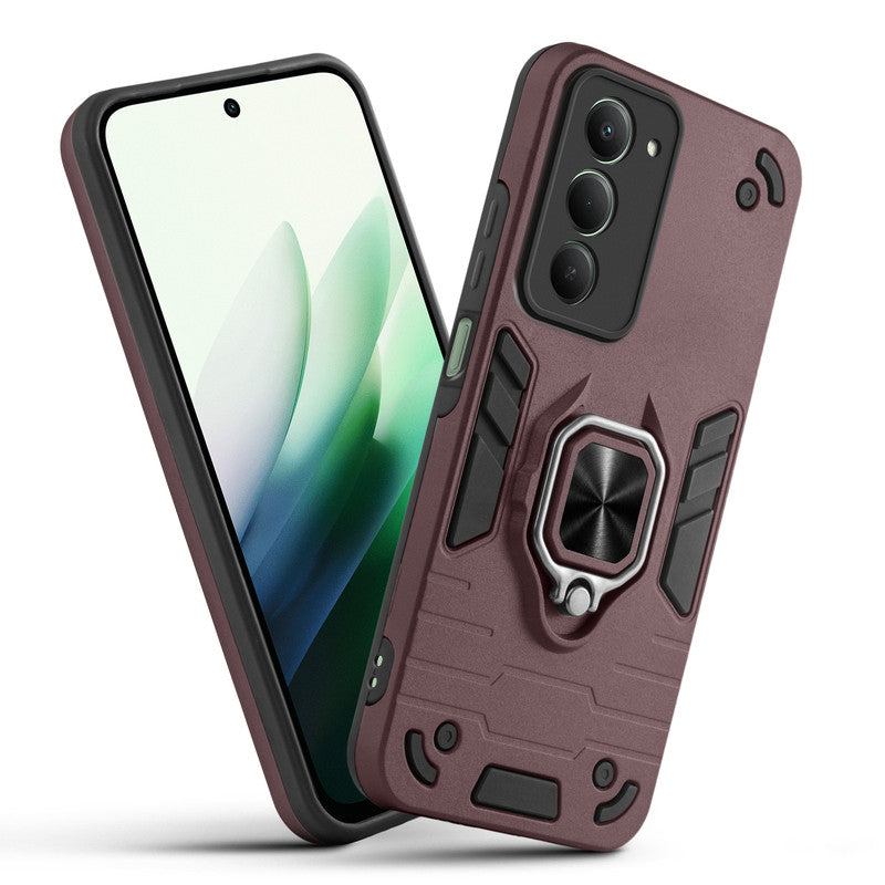 Front and back view of Redmi Note 15 5G fitted with a protective case and ring grip