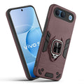 Front and back view of Vivo S2 5G fitted with a protective case and ring grip