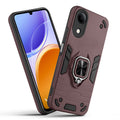 Front and back view of Vivo T5e 5G fitted with a protective case and ring grip