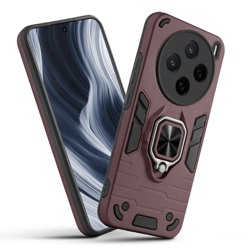 Front and back view of Vivo X200T 5G fitted with a protective case and ring grip
