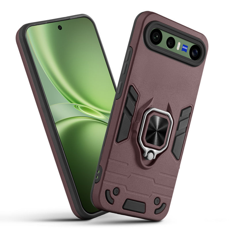 Front and back view of Vivo X300 FE 5G fitted with a protective case and ring grip