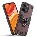 Front and back view of Vivo Y21 5G fitted with a protective case and ring grip