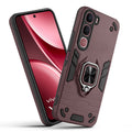 Front and back view of Vivo Y31 5G fitted with a protective case and ring grip