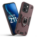 Front and back view of iQOO Z11x 5G fitted with a protective case and ring grip