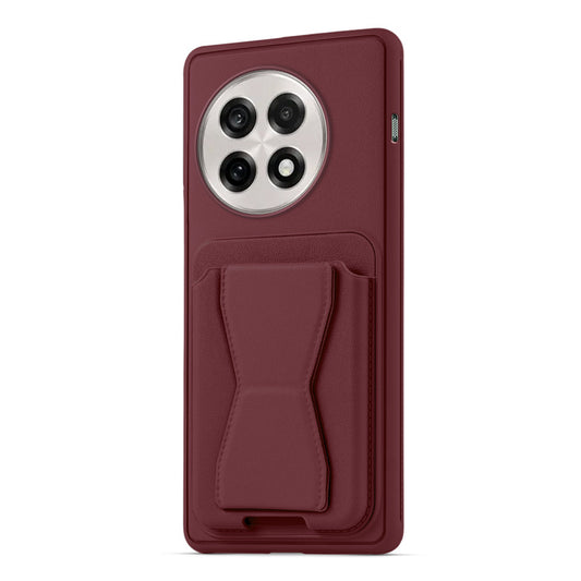 All in One Premium Leather Back Cover for Oneplus 13R 5G with Card Slot & Foldable Grip Holder