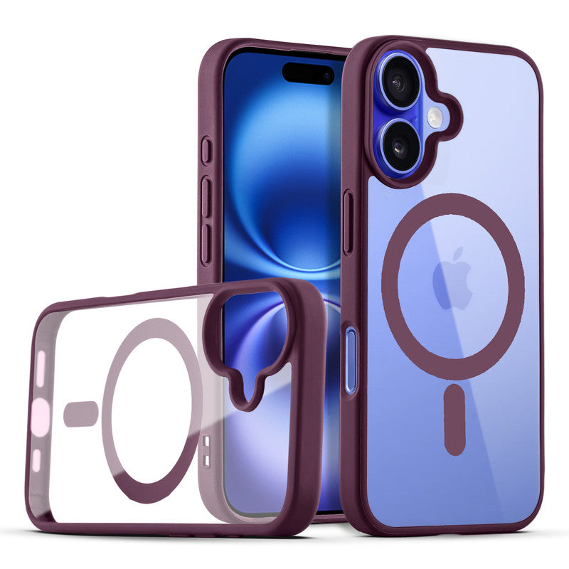 Wireless Charging Support Compatible Transparent Back with Soft Silicone Edge Back Cover For Apple iPhone 16 Plus