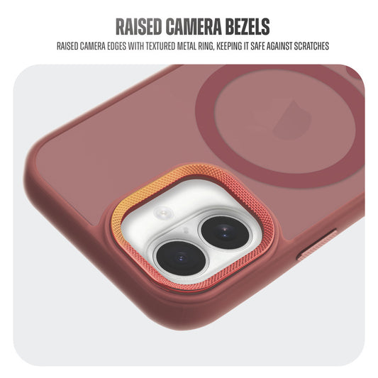 Textured Metal Ring Camera With Magsafe Compatible Smoky Back Case For Apple iPhone 16