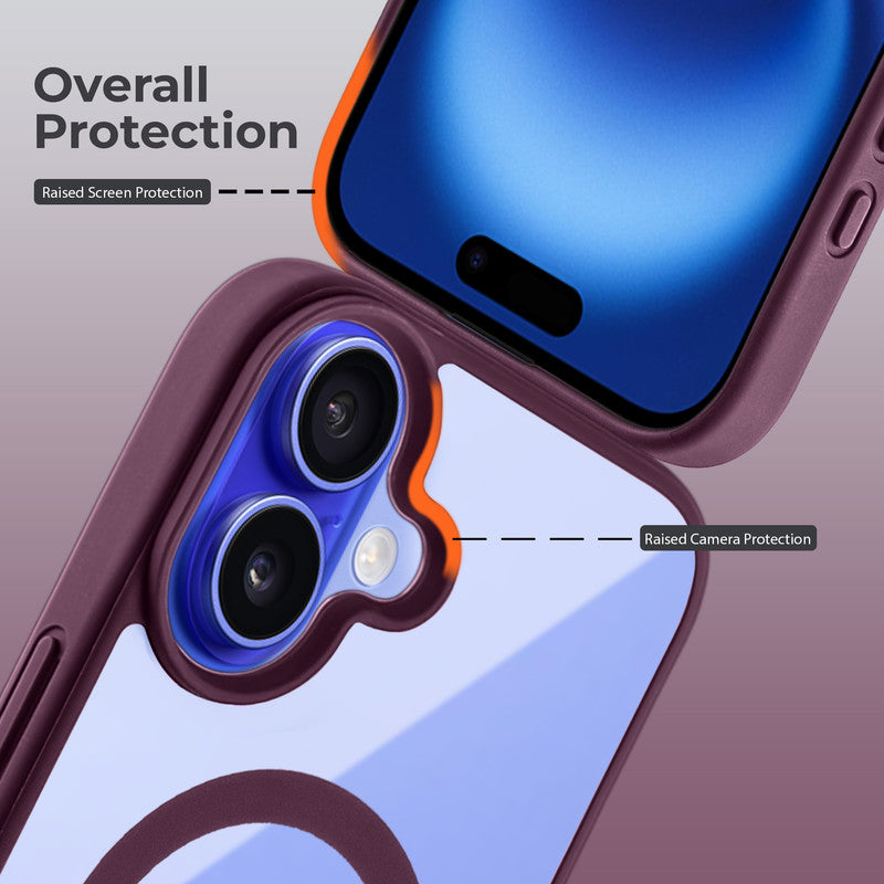 Wireless Charging Support Compatible Transparent Back with Soft Silicone Edge Back Cover For Apple iPhone 16 Plus
