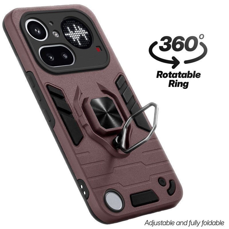 Dual layer shockproof back cover with 360° rotatable ring grip for Nothing Phone 4A Pro 5G