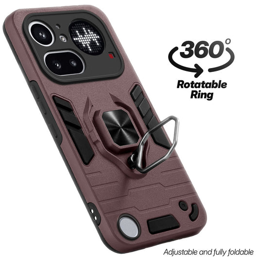 Dual layer shockproof back cover with 360° rotatable ring grip for Nothing Phone 4A Pro 5G