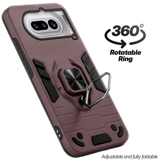 Dual layer shockproof back cover with 360° rotatable ring grip for Nothing Phone 4A 5G