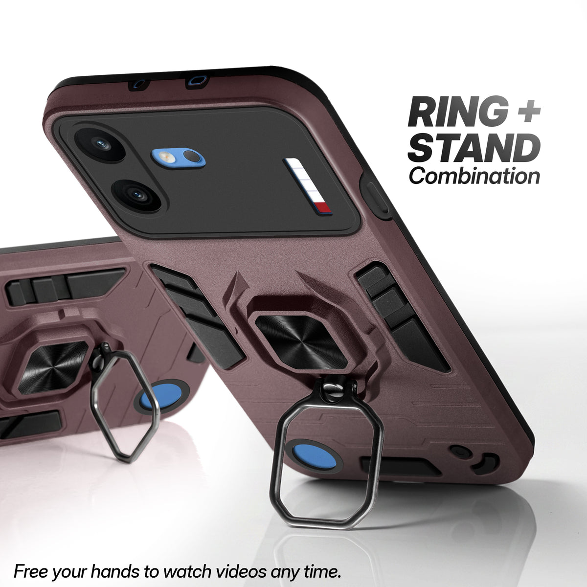 Dual Layer Shockproof Back Cover with 360° Rotatable Ring Grip & Impact Resistant Frame for Nothing Phone 4B 5G