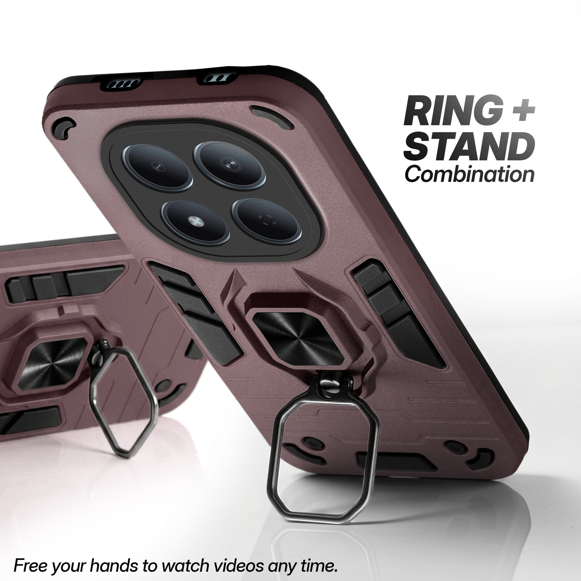 Redmi Note 15 Pro 5G case with foldable ring stand for hands-free viewing in kickstand position