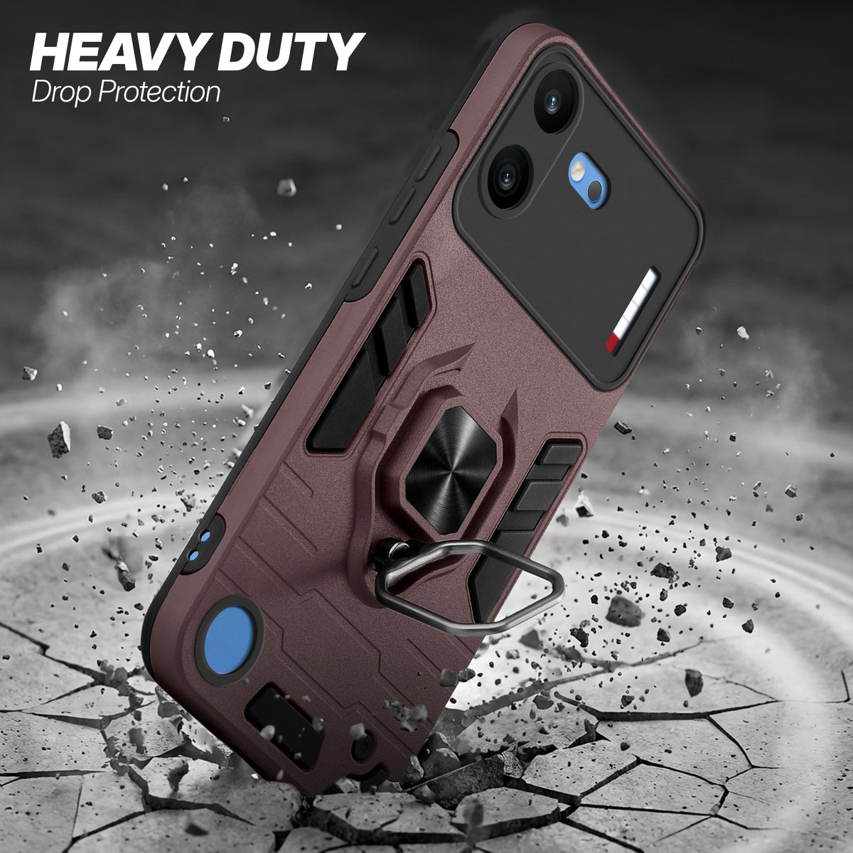 Dual Layer Shockproof Back Cover with 360° Rotatable Ring Grip & Impact Resistant Frame for Nothing Phone 4B 5G