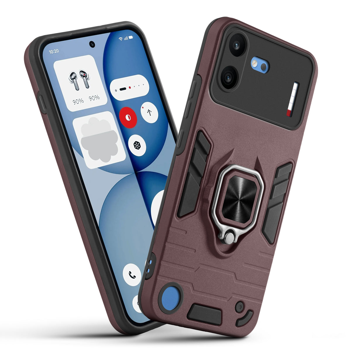 Dual Layer Shockproof Back Cover with 360° Rotatable Ring Grip & Impact Resistant Frame for Nothing Phone 4B 5G