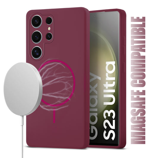 Liquid Silicon With Microfiber Lining Back Case For Samsung S23 Ultra 5G (MagSafe Compatible)