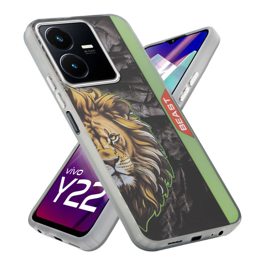 Beast Mode Animal Printed Back Case For Vivo Y22 With Hard Back & Glow Effect