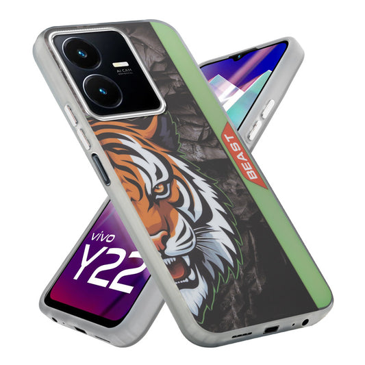 Beast Mode Animal Printed Back Case For Vivo Y22 With Hard Back & Glow Effect