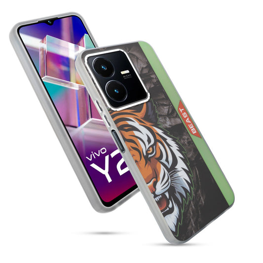 Beast Mode Animal Printed Back Case For Vivo Y22 With Hard Back & Glow Effect