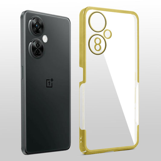 Crystal Clear Premium Case with Shiny Colorful Edges and Precise Cutouts for OnePlus Nord CE 3 Lite 5G