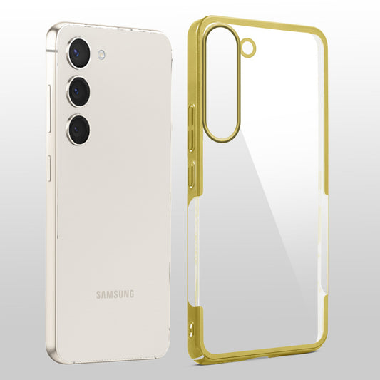 Crystal Clear Premium Case with Shiny Colorful Edges and Precise Cutouts for Samsung S23 5G