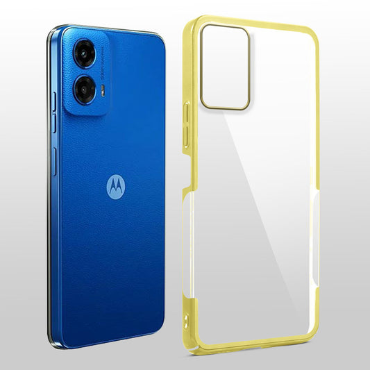 Crystal Clear Premium Case with Shiny Colorful Edges and Precise Cutouts for Motorola Moto G45 5G