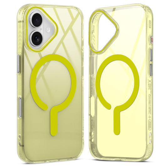 360° Airbag Protection Jelly Transparent MagSafe Compatible Back Case For Apple iPhone 16 with Metal Finish Buttons
