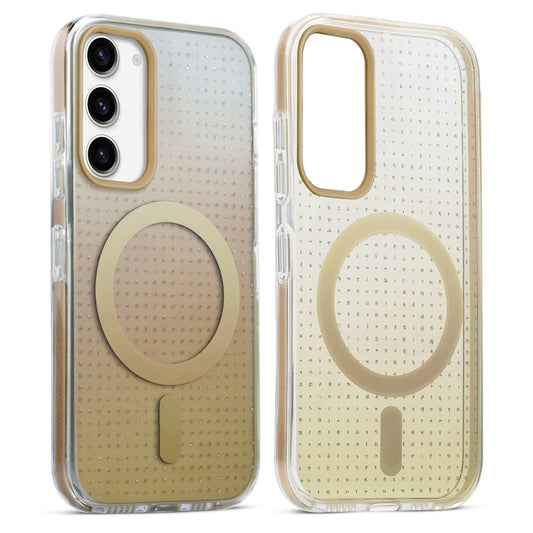 Stunning Dual Shade Starry MagSafe Hard Back Case for Samsung S23 5G with Colourful Raised Camera Edges