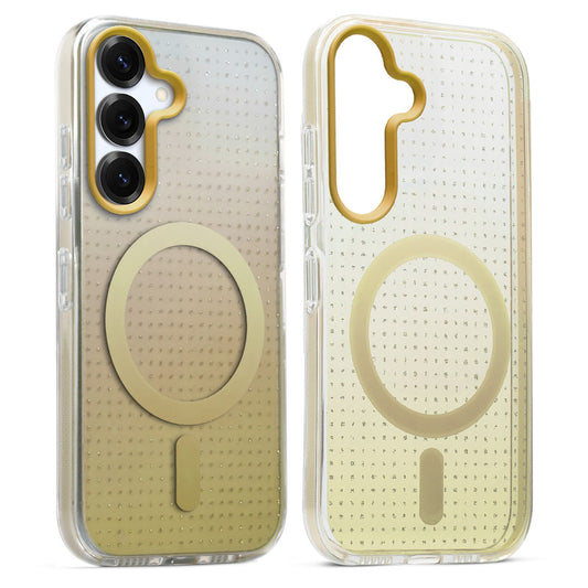 Stunning Dual Shade Starry MagSafe Hard Back Case for Samsung S25 5G with Colourful Raised Camera Edges