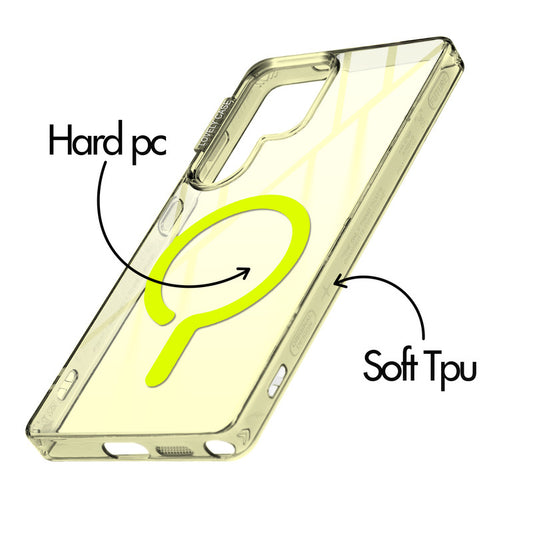 360° Air-Cushioned Protection Back Case For Samsung S23 Ultra 5G Jelly Transparent MagSafe Compatible with Metal Finish Buttons