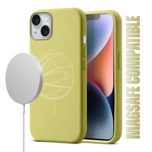 Liquid Silicon With Microfiber Lining Back Case For Apple iPhone 14 (MagSafe Compatible)