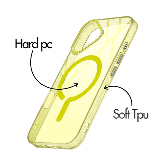 360° Airbag Protection Jelly Transparent MagSafe Compatible Back Case For Apple iPhone 16 with Metal Finish Buttons