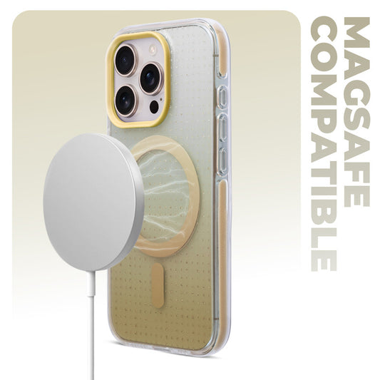 Stunning Dual Shade Starry Wireless Charging Support Hard Back Case for Apple iphone 16 Pro Max with Colourful Raised Camera Edges