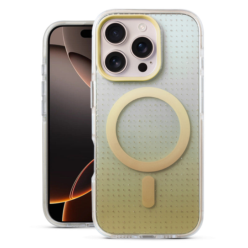 Stunning Dual Shade Starry Wireless Charging Support Hard Back Case for Apple iPhone 16 Pro with Colourful Raised Camera Edges