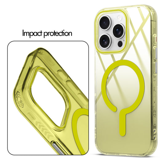 360° Airbag Protection Jelly Transparent MagSafe Compatible Back Case For Apple iPhone 16 Pro with Metal Finish Buttons