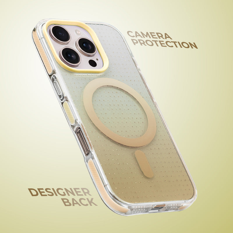 Stunning Dual Shade Starry Wireless Charging Support Hard Back Case for Apple iPhone 16 Pro with Colourful Raised Camera Edges