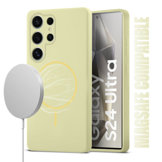 Liquid Silicon With Microfiber Lining Back Case For Samsung S24 Ultra 5G (MagSafe Compatible)