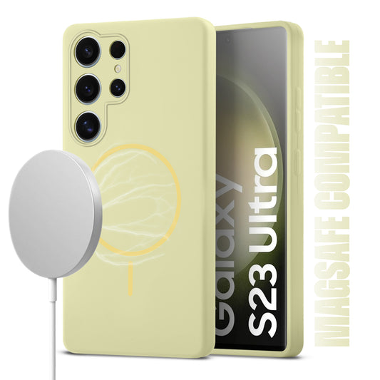 Liquid Silicon With Microfiber Lining Back Case For Samsung S23 Ultra 5G (MagSafe Compatible)