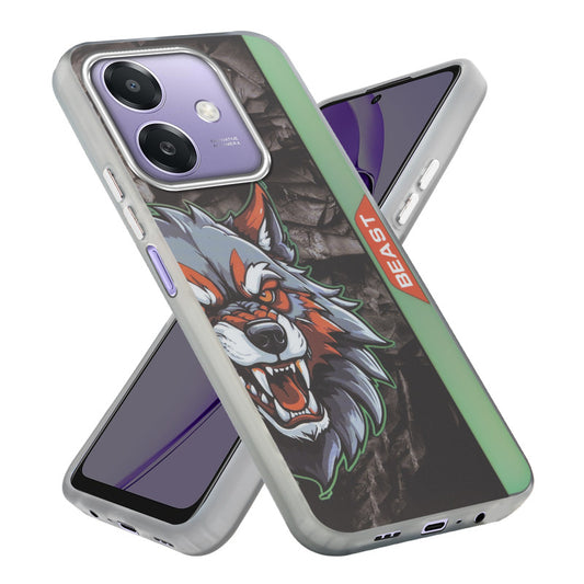 Beast Mode Animal Printed Back Case For Oppo A3x 5G With Hard Back & Glow Effect