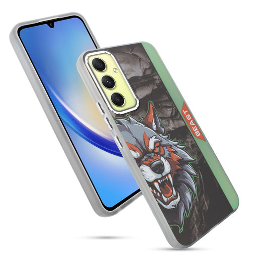 Beast Mode Animal Printed Back Case For Samsung A34 5G With Hard Back & Glow Effect