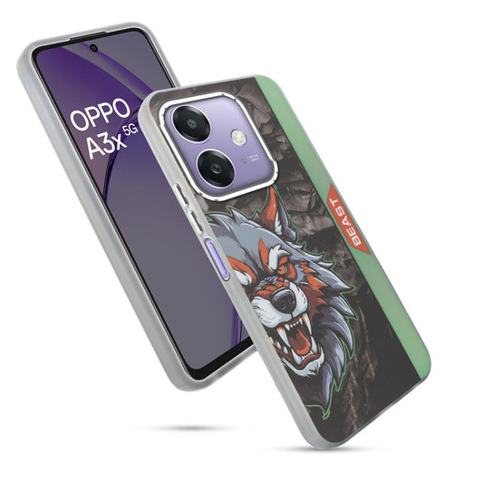 Beast Mode Animal Printed Back Case For Oppo A3x 5G With Hard Back & Glow Effect