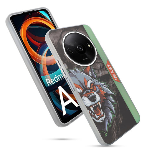 Beast Mode Animal Printed Back Case For Redmi A3 2024 With Hard Back & Glow Effect