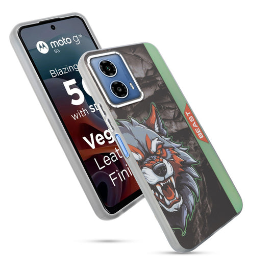 Beast Mode Animal Printed Back Case For Motorola Moto G34 5G With Hard Back & Glow Effect
