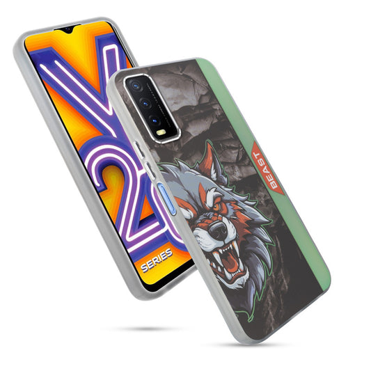 Beast Mode Animal Printed Back Case For Vivo Y20 With Hard Back & Glow Effect