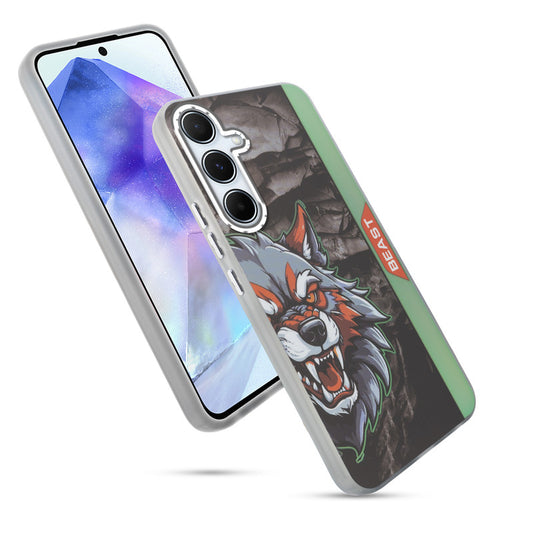 Beast Mode Animal Printed Back Case For Samsung A55 5G With Hard Back & Glow Effect