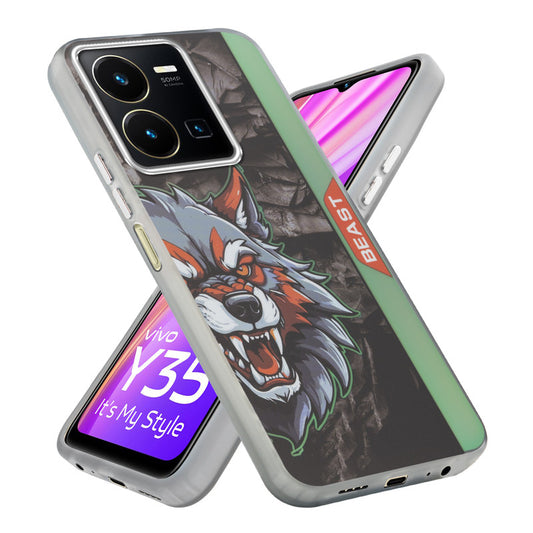 Beast Mode Animal Printed Back Case For Vivo Y35 With Hard Back & Glow Effect