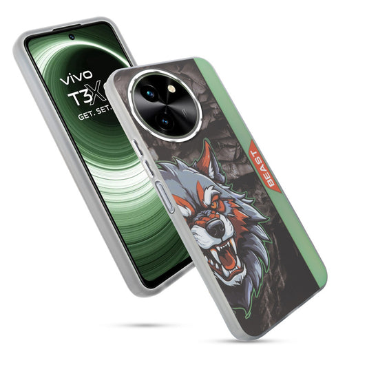 Beast Mode Animal Printed Back Case For Vivo T3x 5G With Hard Back & Glow Effect