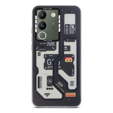 Mechanical Circuit Sector Print Hard Back Cover For Vivo Y200 5G