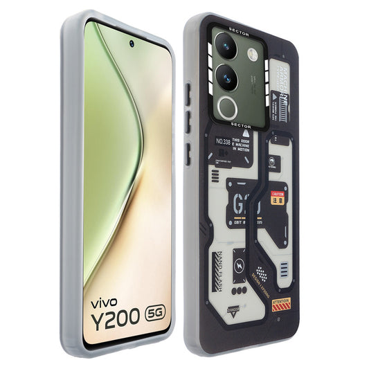 Mechanical Circuit Sector Print Hard Back Cover For Vivo Y200 5G